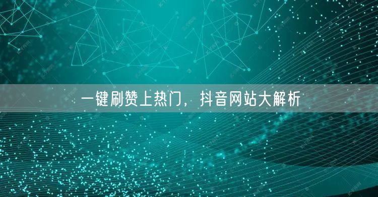 一键刷赞上热门,抖音网站大解析