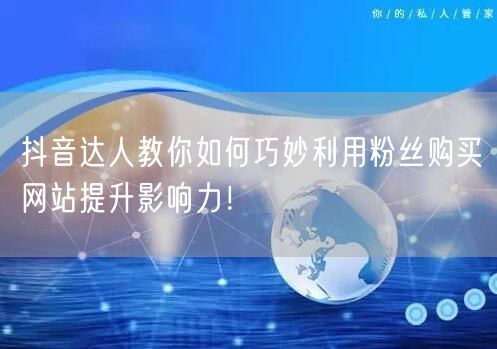 抖音达人教你如何巧妙利用粉丝购买网站提升影响力!