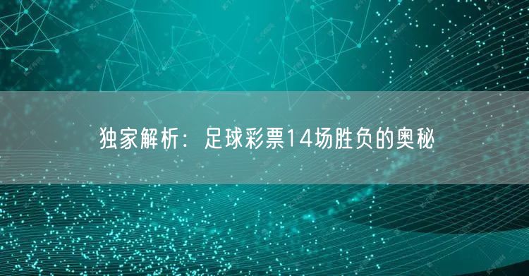 独家解析：足球彩票14场胜负的奥秘