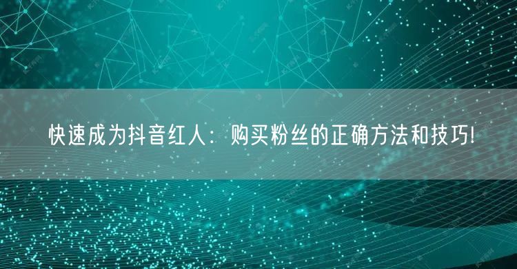 快速成为抖音红人：购买粉丝的正确方法和技巧!
