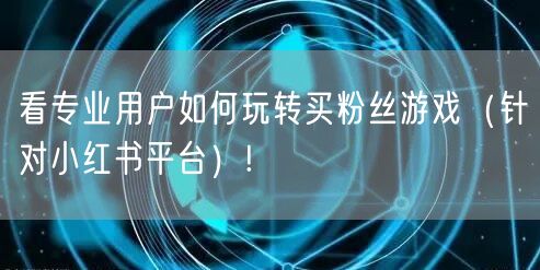 看专业用户如何玩转买粉丝游戏(针对小红书平台)!