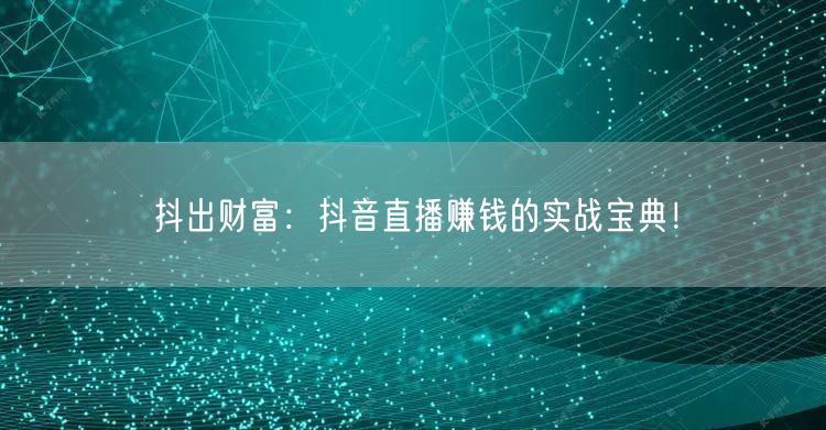 抖出财富:抖音直播赚钱的实战宝典!