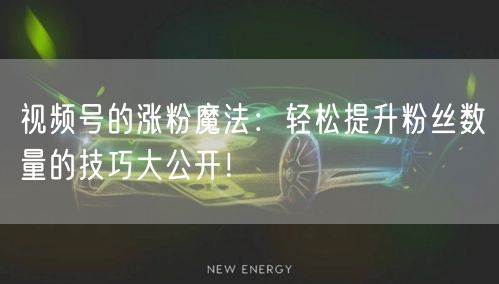 视频号的涨粉魔法:轻松提升粉丝数量的技巧大公开!